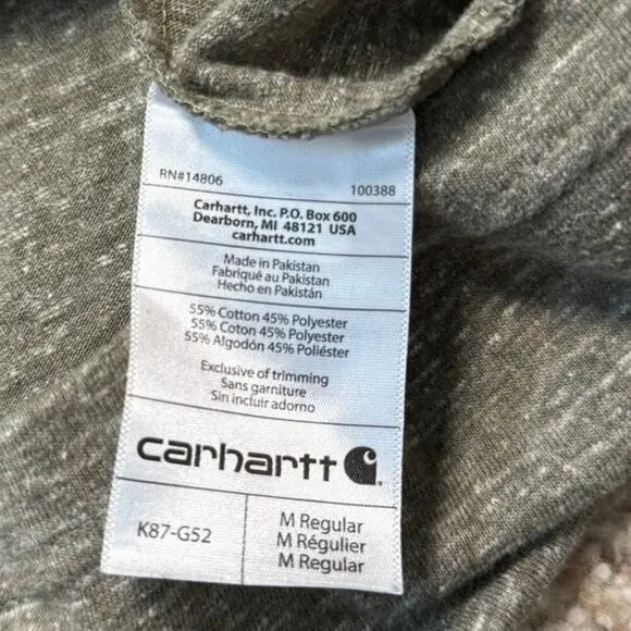 CARHARTT  Men's short sleeve  T-Shirt, Green/Tan, size M, Workwear - Picture 7 of 7
